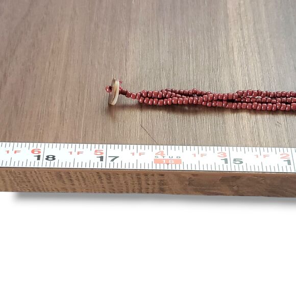 White Brown Shell Slice Round Medallion Pendant Red Brown Bead Collar Necklace - Picture 8 of 8